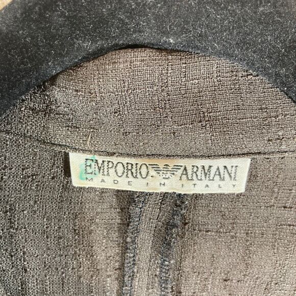 Emporio Armani Blazer Women's 4 (40 Italy) Br Textured 3 Button Cropped - Picture 2 of 8
